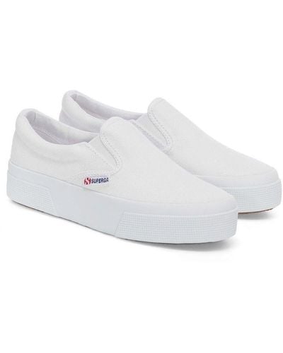 Superga Ladies 2740 Slip-On Flatform Loafers () - White
