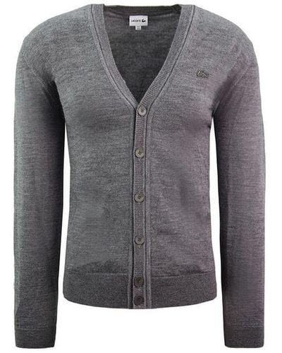 Lacoste Button Down Grey Jumper Wool