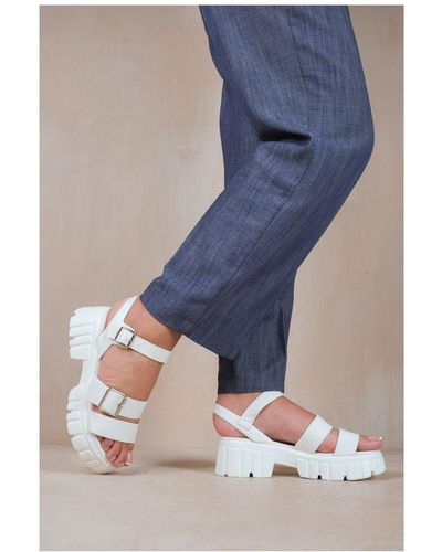 Where's That From Wheres 'Novel' Buckle Strap Flat Sandals - Blue
