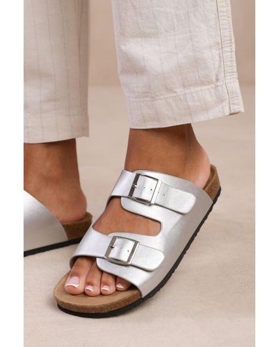 Where's That From Wheres 'Willow' Two Strap Flat Sandals - Metallic