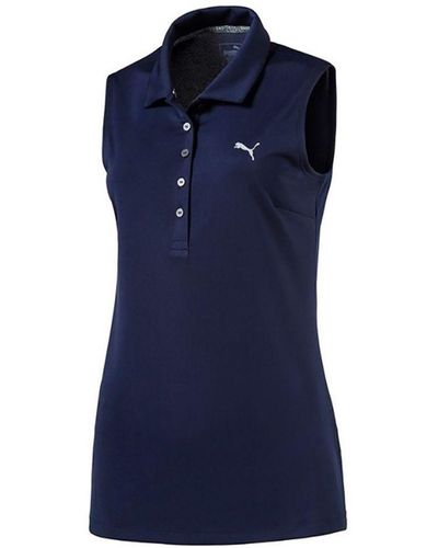 PUMA Drycell Pounce Sleeveless Polo Shirt Top 574773 03 - Blue