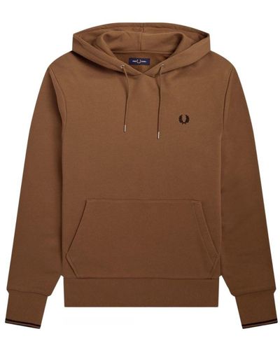 Fred Perry Tipped Sleeve Shaded Stone Hoodie - Brown