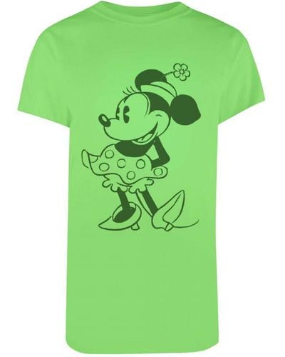Disney Ladies Minnie Mouse T-Shirt (Lime/) Cotton - Green