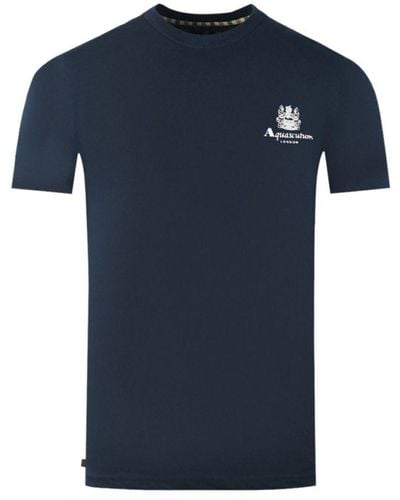 Aquascutum London Aldis Brand Logo On Chest Navy Blue T-shirt - Blauw