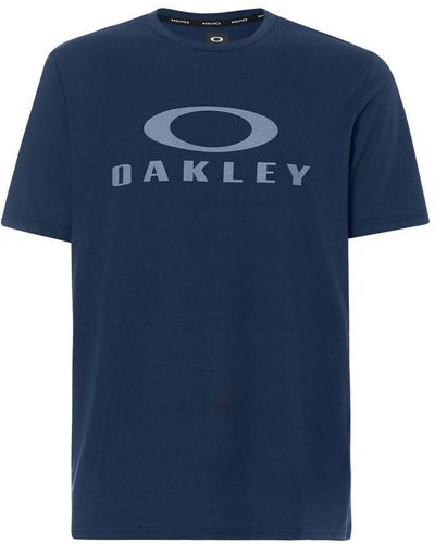 Oakley Short Sleeve Crew Neck O Bark T-Shirt 457130 6Ac Cotton - Blue