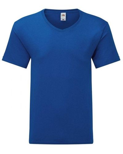 Fruit Of The Loom Iconic 150 V Neck T-Shirt (Royal) Cotton - Blue