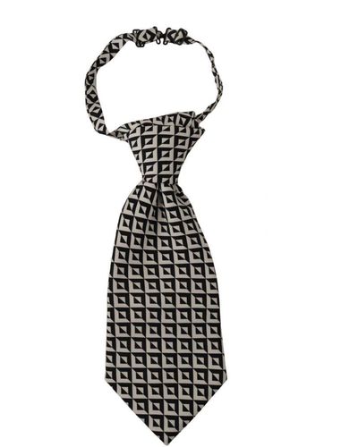 Dolce & Gabbana Geometric Silk Adjustable Tie - White