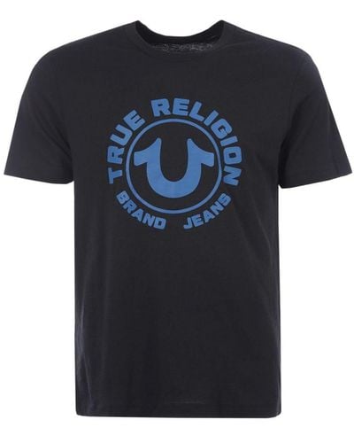 True Religion T-shirt Met Ronde Hals En Foliepint Van Boeddhagezicht Voor , Zwart