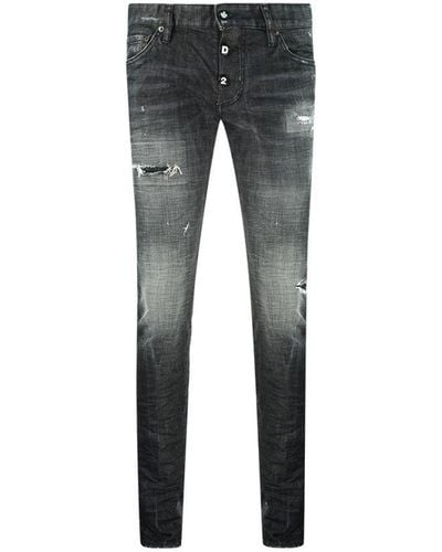 DSquared² Slim Jean 1964 Vernietigde Zwarte Jeans - Grijs