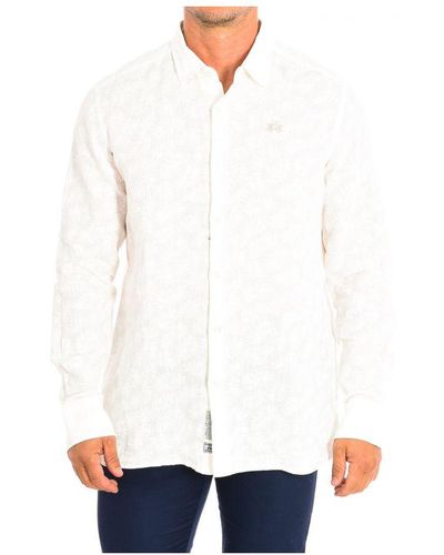 La Martina Long Sleeve Shirt Tmc015-tl321 Linen - White