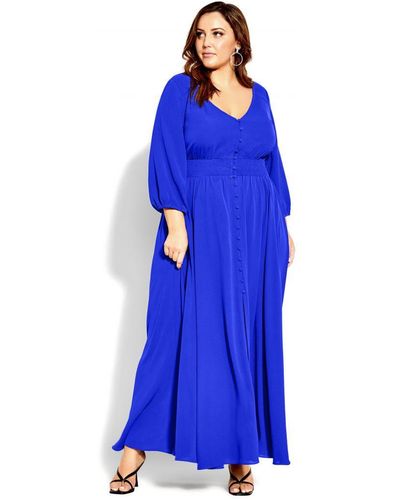 City Chic Plus Size Desire Maxi Dress - Cobalt - Blue