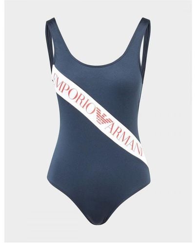Armani Womenss Striped Swimsuit - Blue