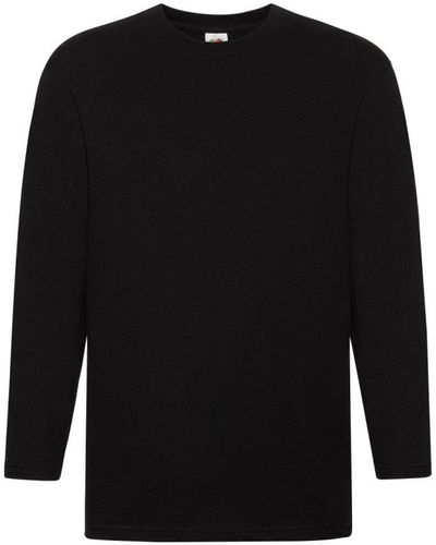 Fruit Of The Loom Super Premium Long Sleeve Crew Neck T-Shirt () Cotton - Black