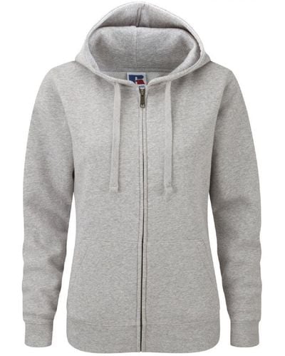 Russell Ladies Premium Authentic Zipped Hoodie (3-Layer Fabric) (Light Oxford) - Grey