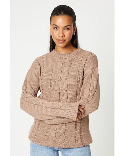 Dorothy Perkins Tall Cable Knitted Jumper - Brown