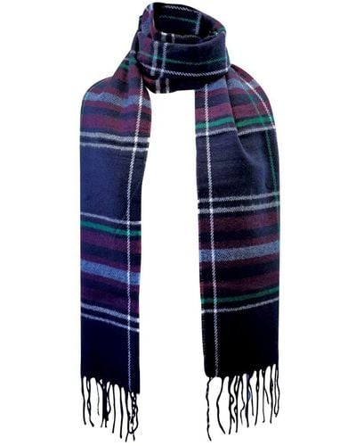 Sock Snob Ladies / Knitted Checked Tartan Fashion Warm Winter Scarf - Blue