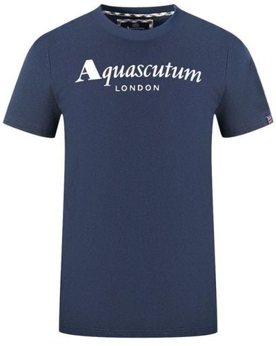 Aquascutum London Brand Logo T-Shirt - Blue