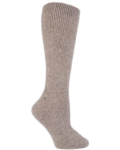 Heat Holders Ladies Extra Long Thick 2.7 Tog Coloured Knee High Wool Socks - Grey