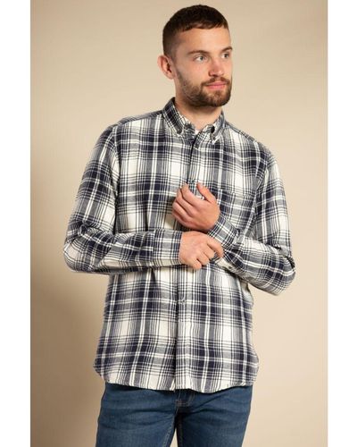 French Connection Cotton Flannel Long Sleeve Shirt - Blue