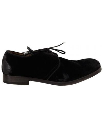 Dolce & Gabbana Velvet Lace Up Aged Style Derby Shoes Viscose - Black