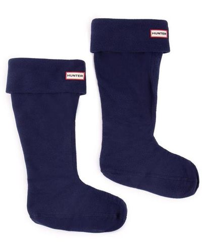 HUNTER Tall Fleece Welly Socks - Blue