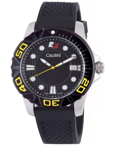 Calibre Akron Swiss Made Movement Watch Rubber Strap Dial - Blue