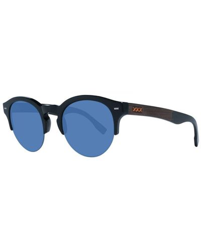 Zegna Round Sunglasses With Lenses - Blue