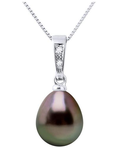 Diadema Diamond Pendant 0.010 Cts Gekweekte Parel Tahiti Peer 8-9mm White Gold - Wit