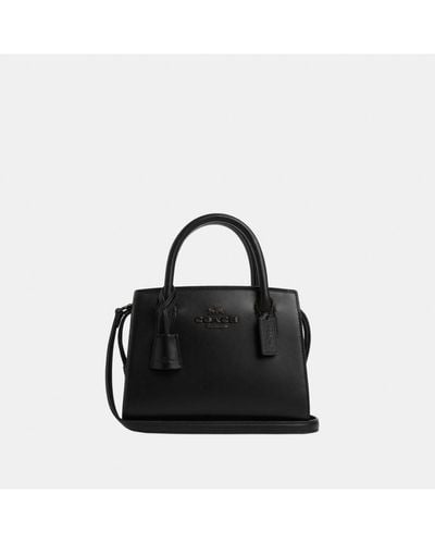 COACH Smooth Leather Andrea Carryall With Tonal Hardware Bag - Black