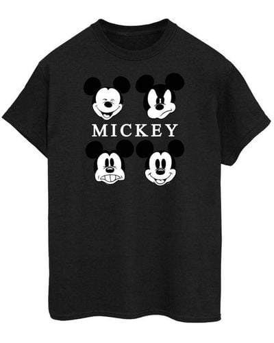 Disney Four Heads Mickey Mouse Cotton T-Shirt () - Black