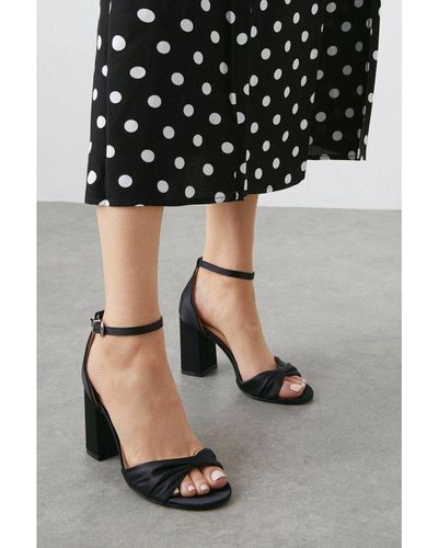 Wallis Carla Soft Twist Detail Block Heeled Sandals - Black