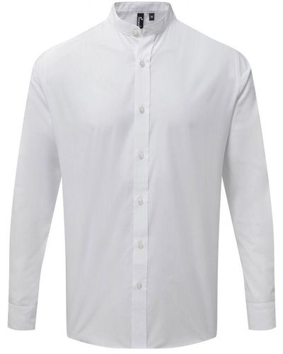 PREMIER Overhemd Met Lange Mouwen Met Opa-kraag (wit)
