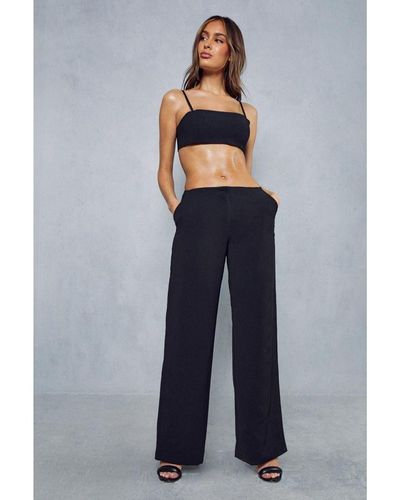 MissPap Tailored Premium Low Waisted Wide Leg Trousers - Blue