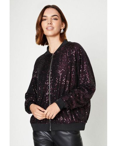 Oasis Sequin Bomber Jacket - Black