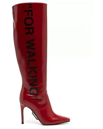 Off-White c/o Virgil Abloh Off- Leather Boot - Red