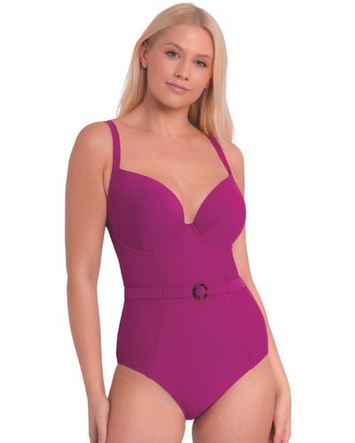Curvy Kate Cs019601 Retro Sun Padded Plunge Swimsuit Nylon - Purple