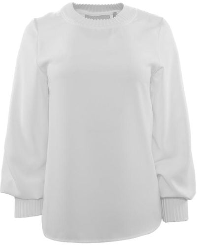 Theo the Label Dione Pleated Neck Top - White