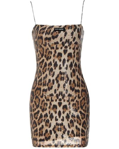 Daniele Morena Leopard Sequins Mini Dress - Natural