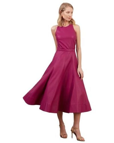 UNDRESS Avalon Fuchsia Faux Leather Cocktail Dress - Red