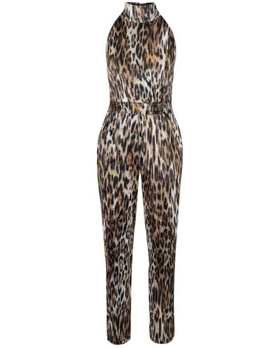 Lora Istanbul Tina Leopard Jumpsuit - Multicolor