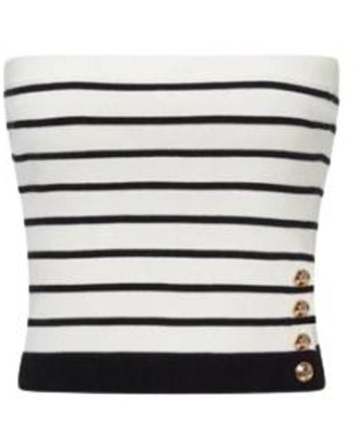 CRUSH Collection Striped Button-Embellished Tube Top - White