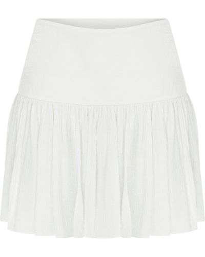 NAZLI CEREN Lola Ruffled Mini Skirt - White