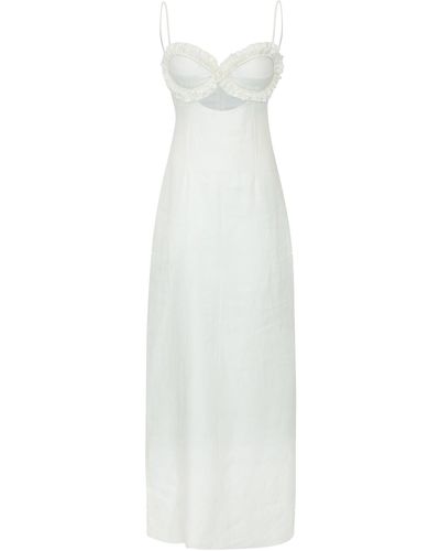 Maet Sarah Linen Dress With Ruffles - White
