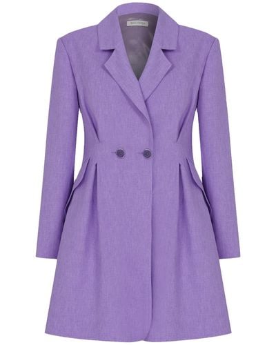 NAZLI CEREN Valerie Shoulder-Padded Blazer Dress - Purple