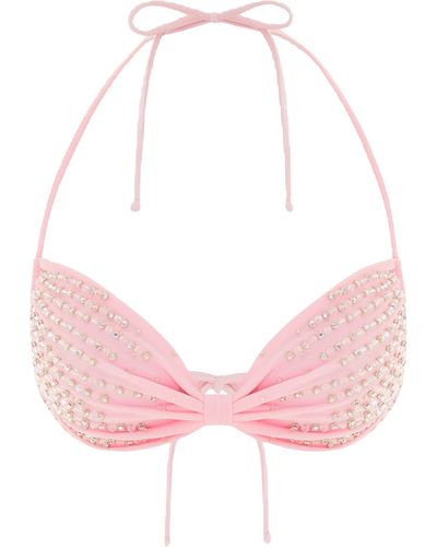 Oceanus Ophelia Hand Embroidered Summer Bikini Top - Pink