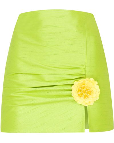 Declara Magnolia Floral Skirt - Green