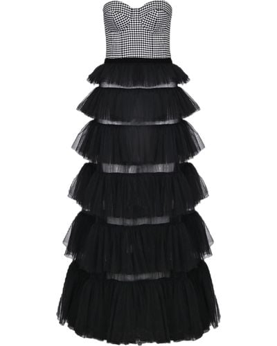Lily Was Here Tulle Dress With A Checkered Corset - Black