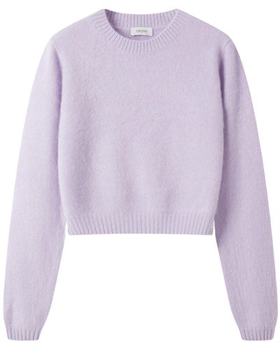 CRUSH Collection Fluffy Cashmere Crewneck Sweater - Purple