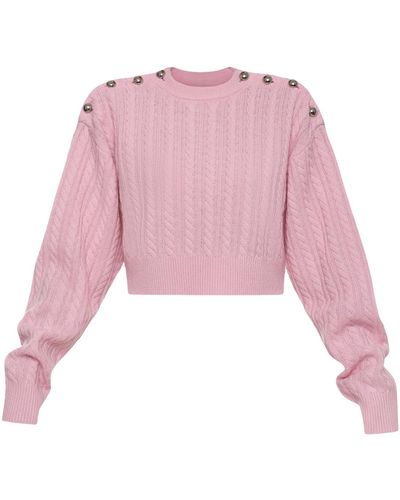 KEBURIA Cable-Knit Wool-Cashmere Sweater - Pink