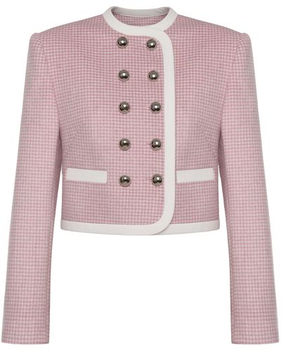 KEBURIA Cropped Double-Breasted Blazer - Pink